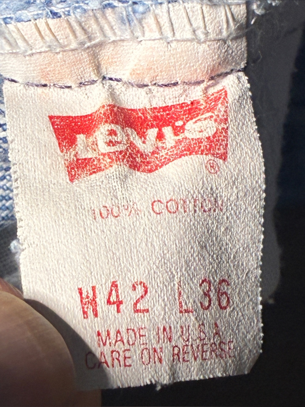Levi’s 540 Jeans Mens 42x35 Blue Denim Brown Tab Made USA Vintage (1) - Picture 13 of 15